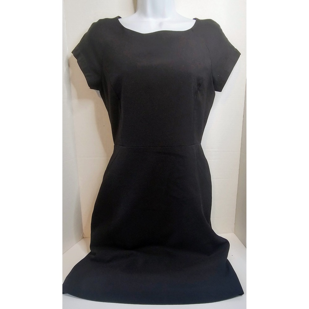 J. Crew Resume Dress Classic Black‎ Sheath SZ 2 Knee Length Cap Sleeve Back Zip